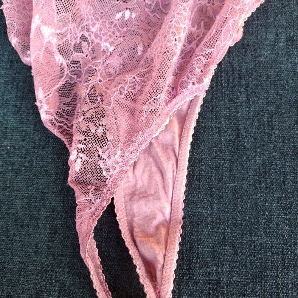 Victorias Secret Lace Plunge Bodysuit Sheer Teddy Teddy Pink XL - Picture 4 of 6